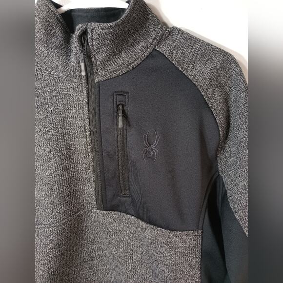 Spyder 1/4 Zip Fleece Lined Pullover Jacket Sweater Mid Weight Size L Large Gray - Picture 2 of 5